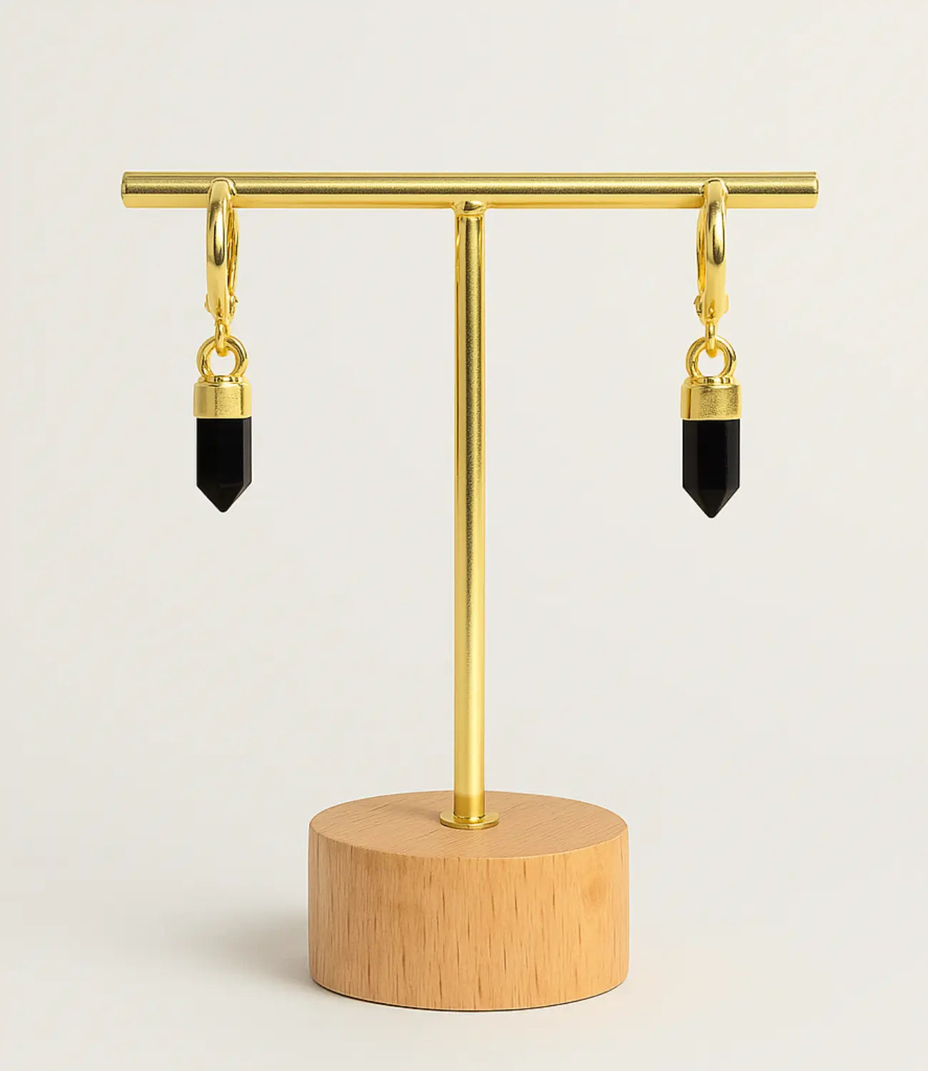 Dangling Earrings with Pointed Natural Stone – 18K Gold Phoebe`s  