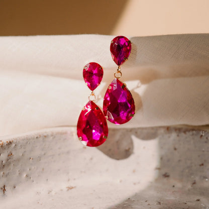 Diamond Earrings, Beautiful Earrings, Red Earrings, Colorful Jewelery, Gift for Her