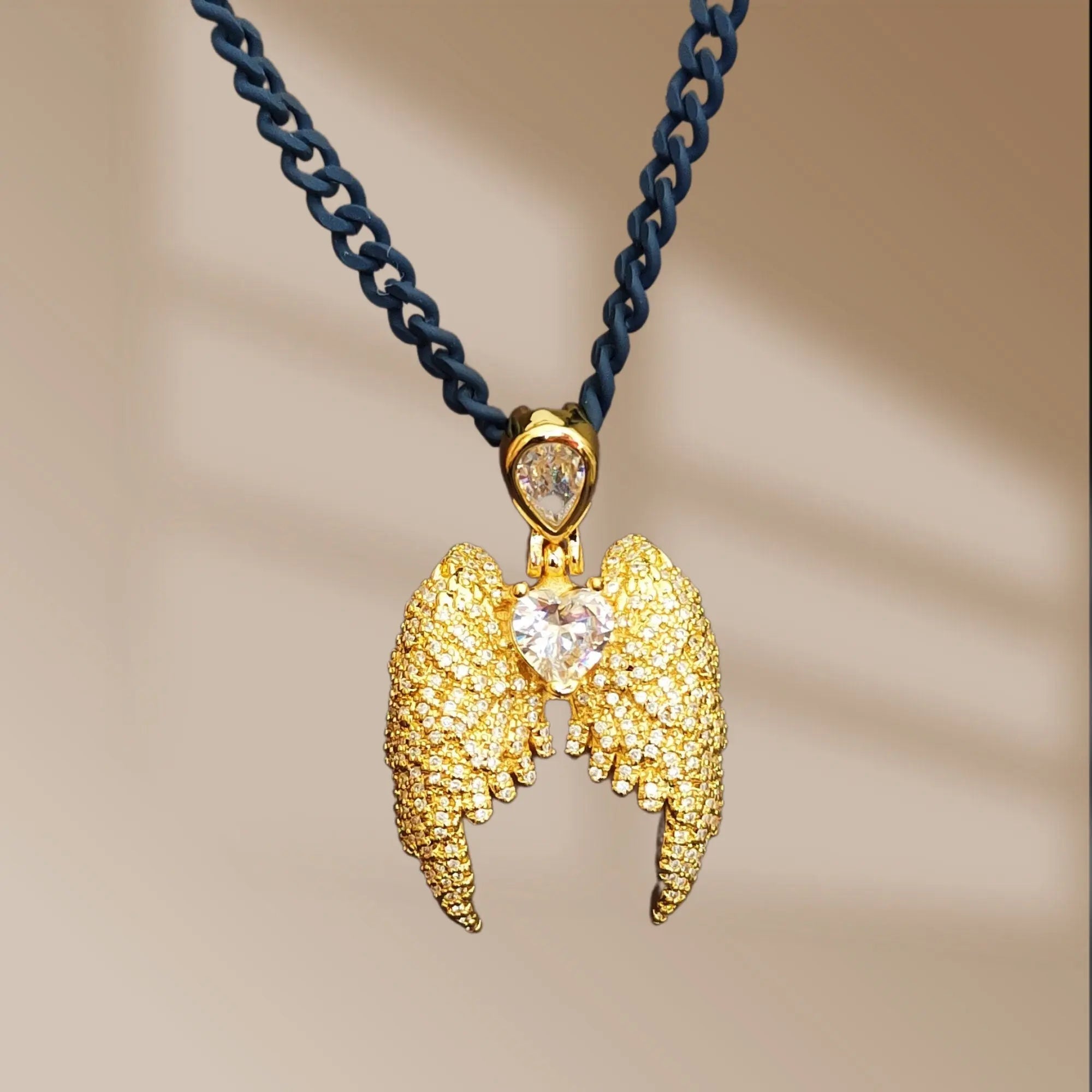 Diamonds CZ Wing Necklace, Unique Gif