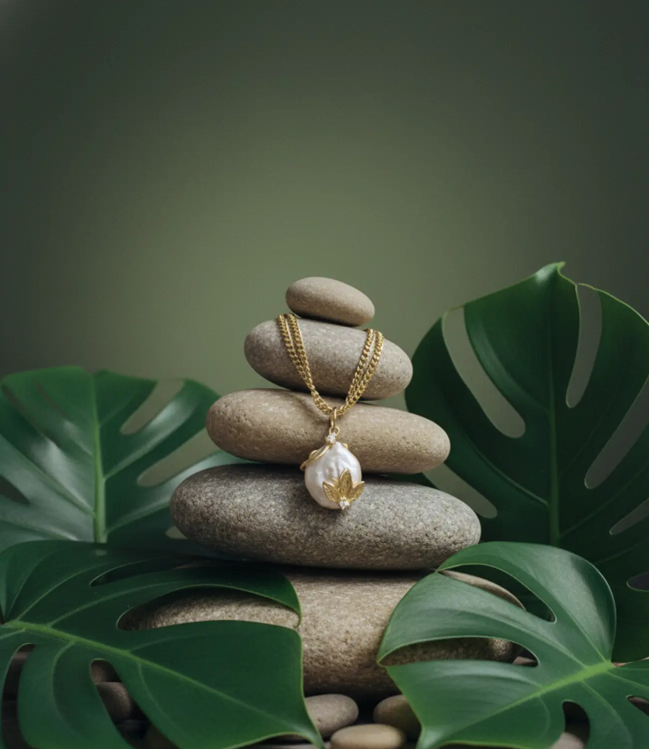 Double Chain Necklace with Baroque Pearl | 18K Gold Plated PHOEBE'S 