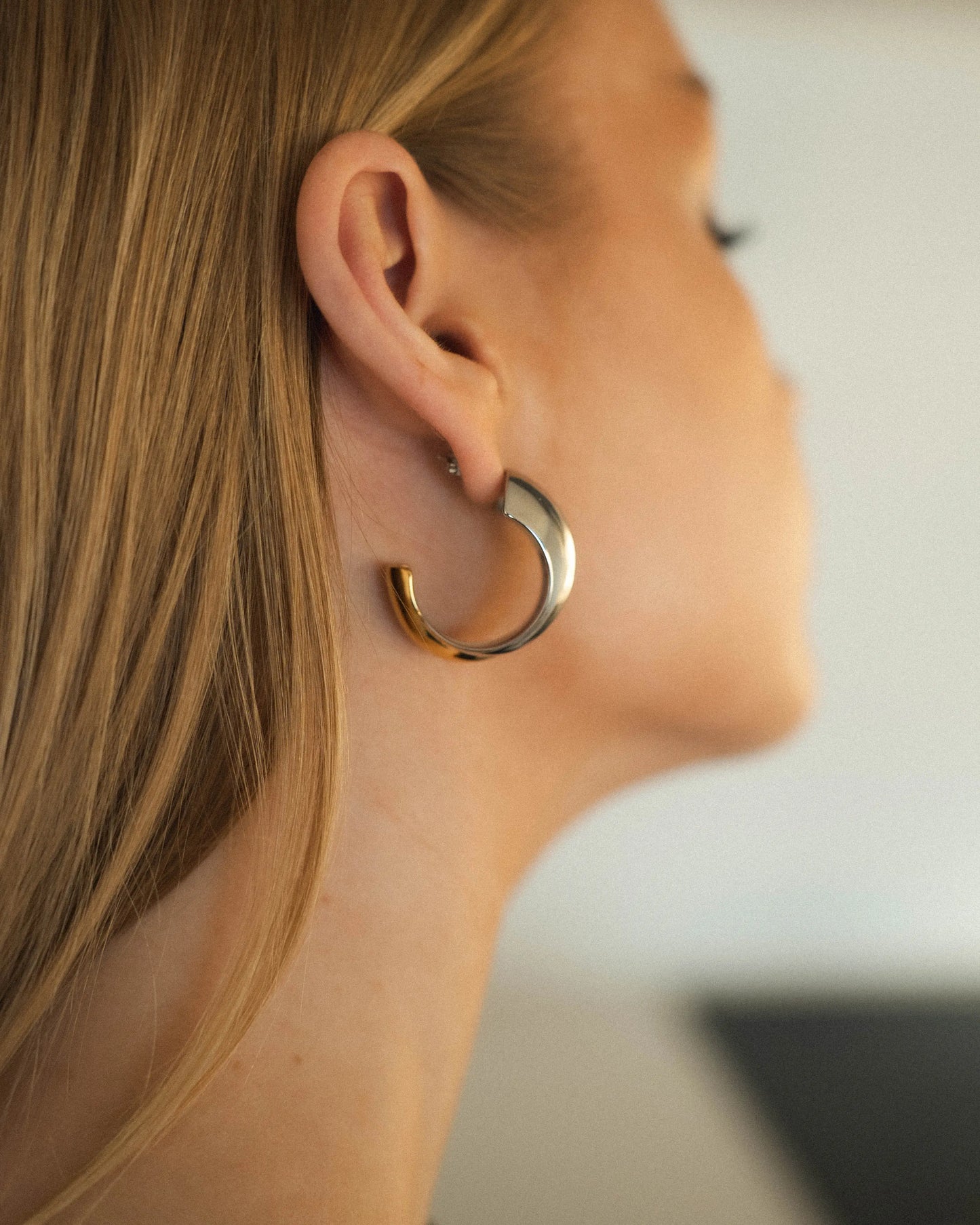 Double Tone Hoop Earrings PHOEBE'S 