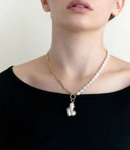 Dual Pearl &amp; Gold Necklace – Contemporary Harmony PHOEBE'S 