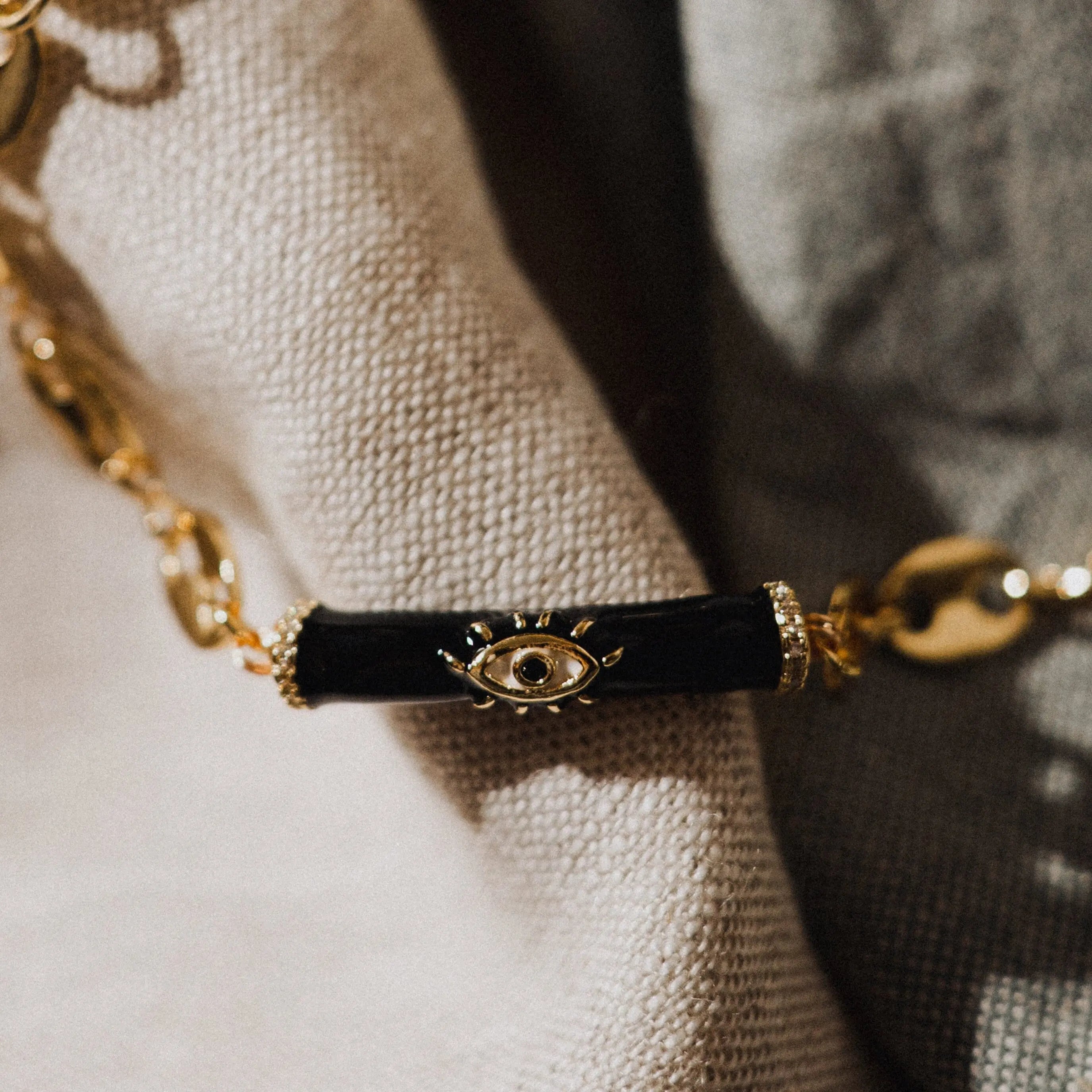 Evil Eye Necklace, Gold and Black Chain, Layering Necklace, Protection Necklace, Amulet Jewelry, Gift for Her