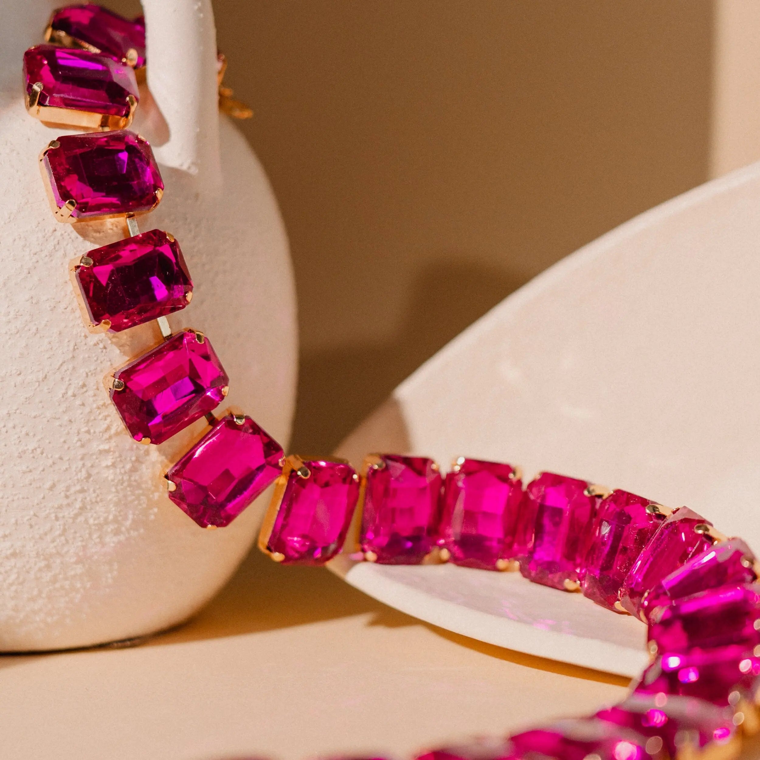 Fashion Collar, CZ Diamond Jewelry, Fuchsia Choker