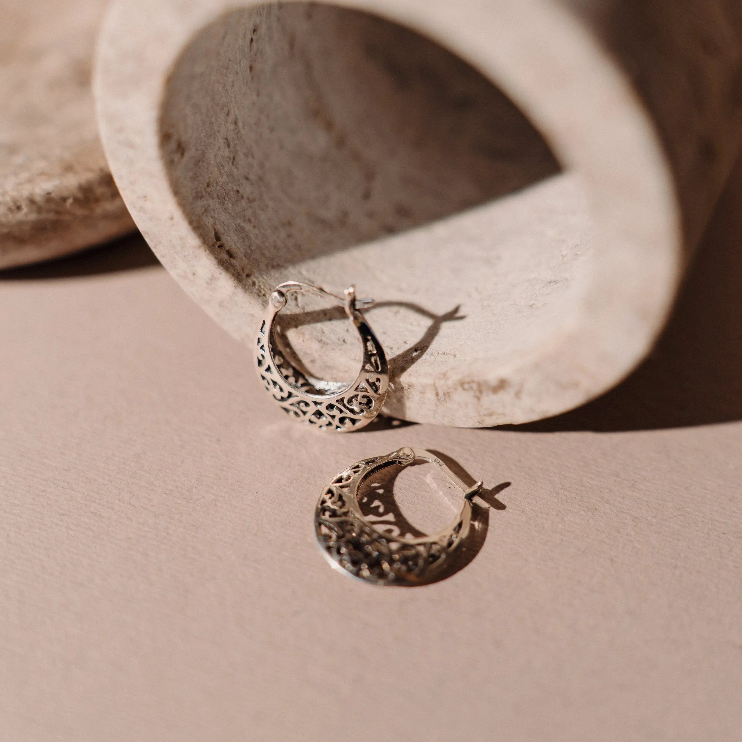 Filigree Earrings, Hoop Earrings, Silver 925 Earrings