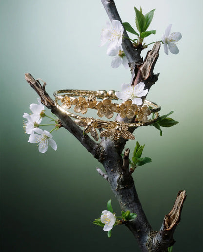 Floral Bracelet with Bees in 18K Gold Plating PHOEBE'S 