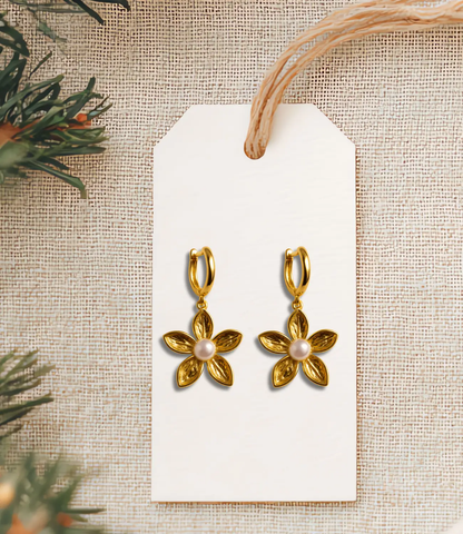 Flower of Light Earrings with a Central Pearl PHOEBE'S 