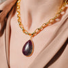 Fluorite Crystal, Gold Plated Necklace, Natural Stones Jewelry