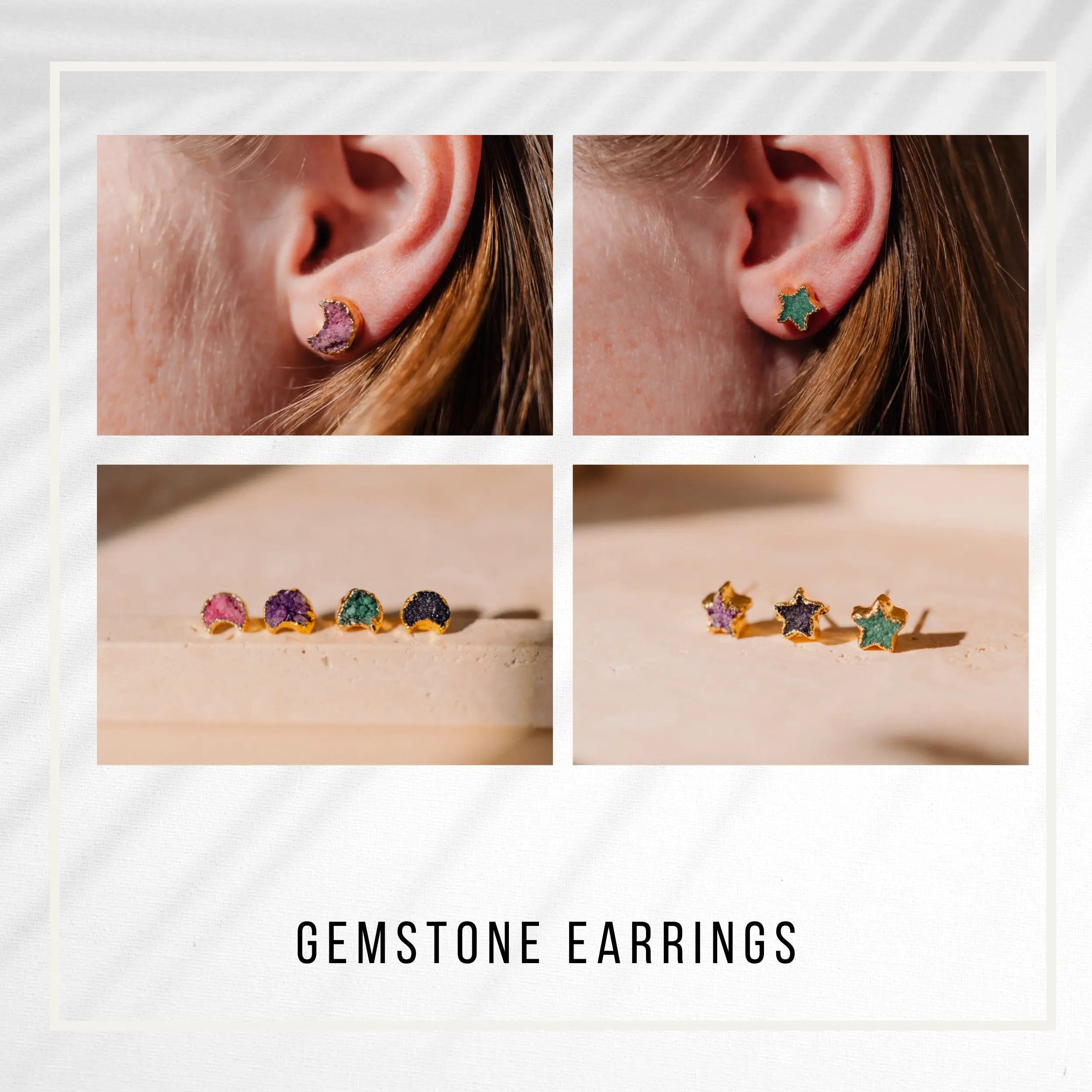 Gemstone Earrings, Tiny Earrings, Minimalist Earrings, Handmade Gift