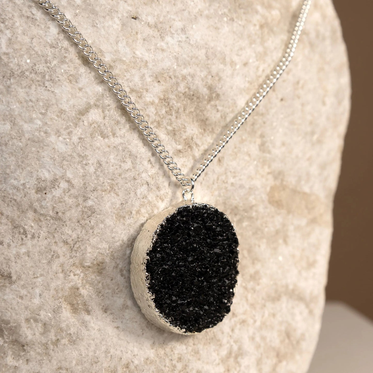 Black Gemstone Necklace, Pendant Necklace, Gift for Her