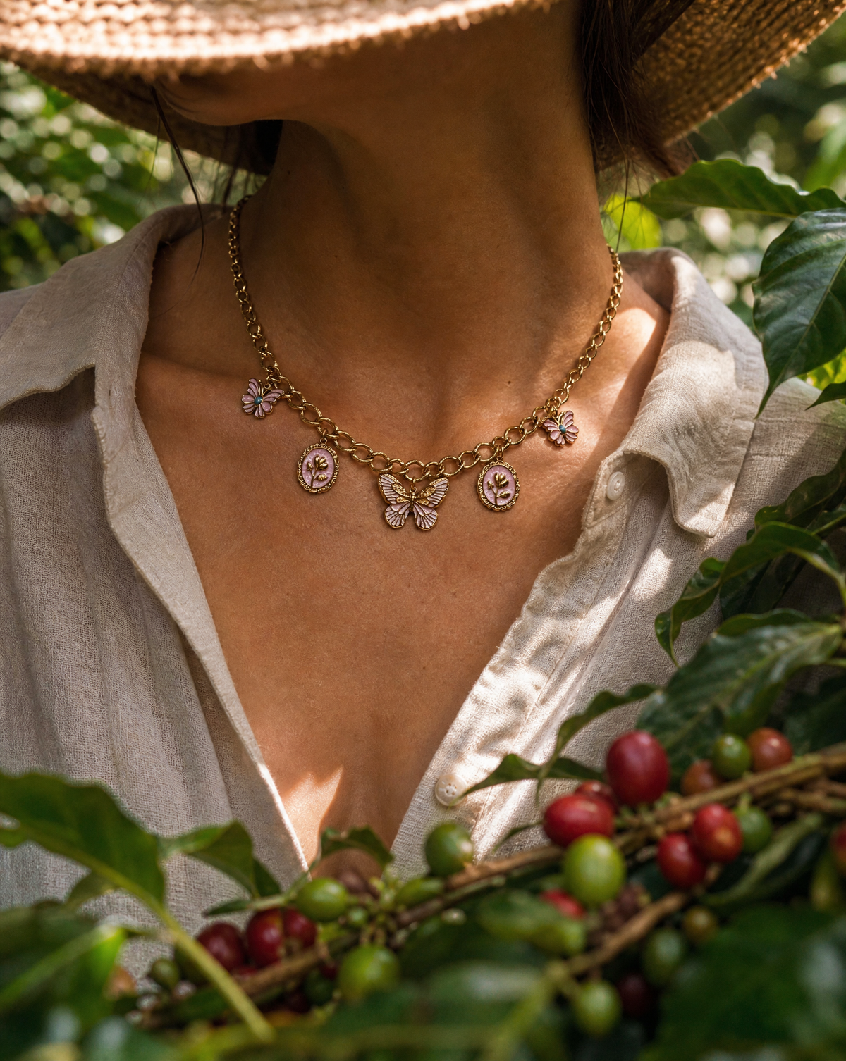 Butterfly Necklace with Charms | Golden Jungle