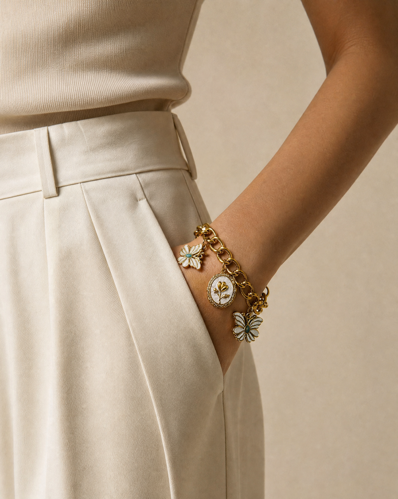 Butterfly and Flower Charm Bracelet