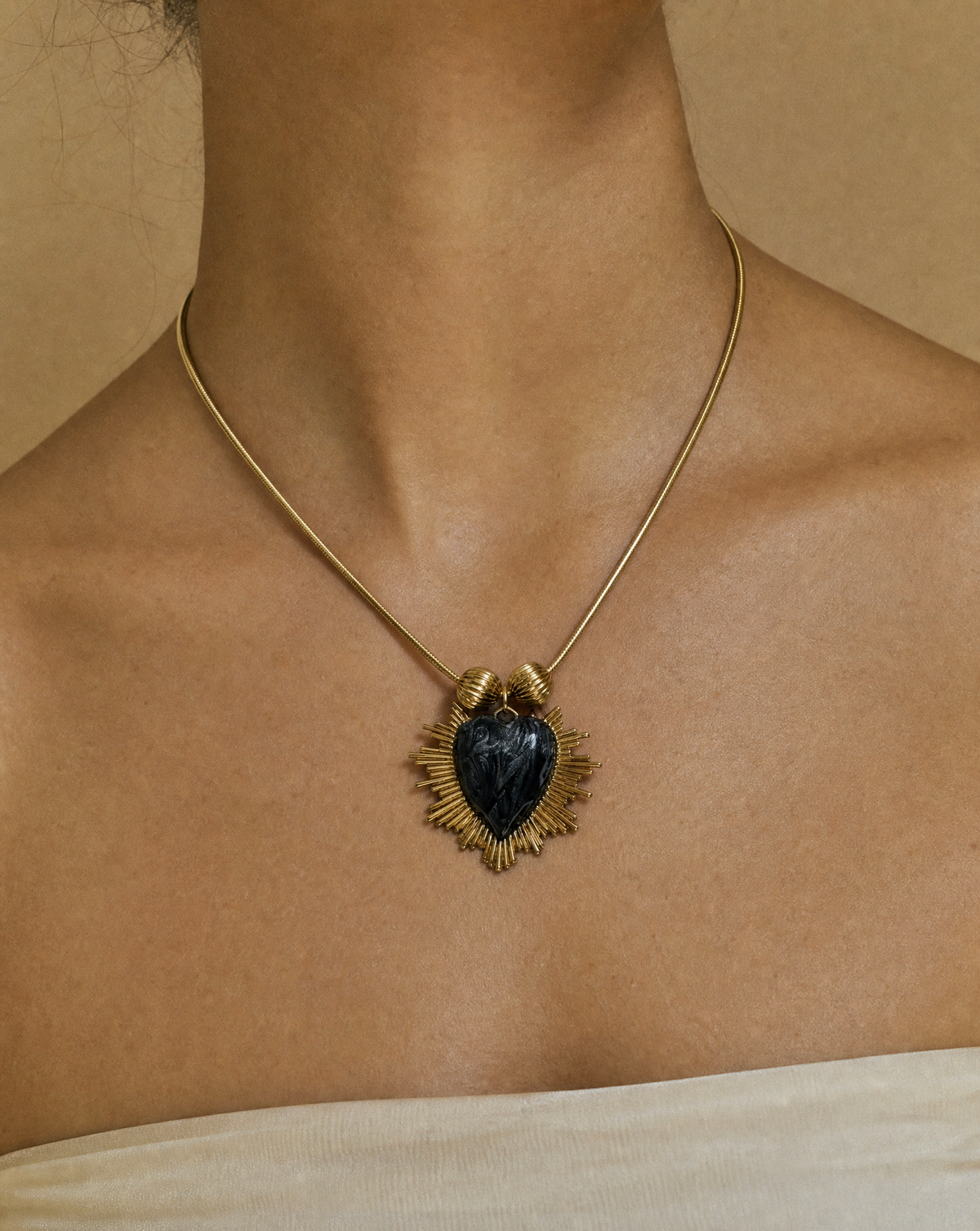Radiant Heart Necklace with Enamel | Sacred Heart Pendant