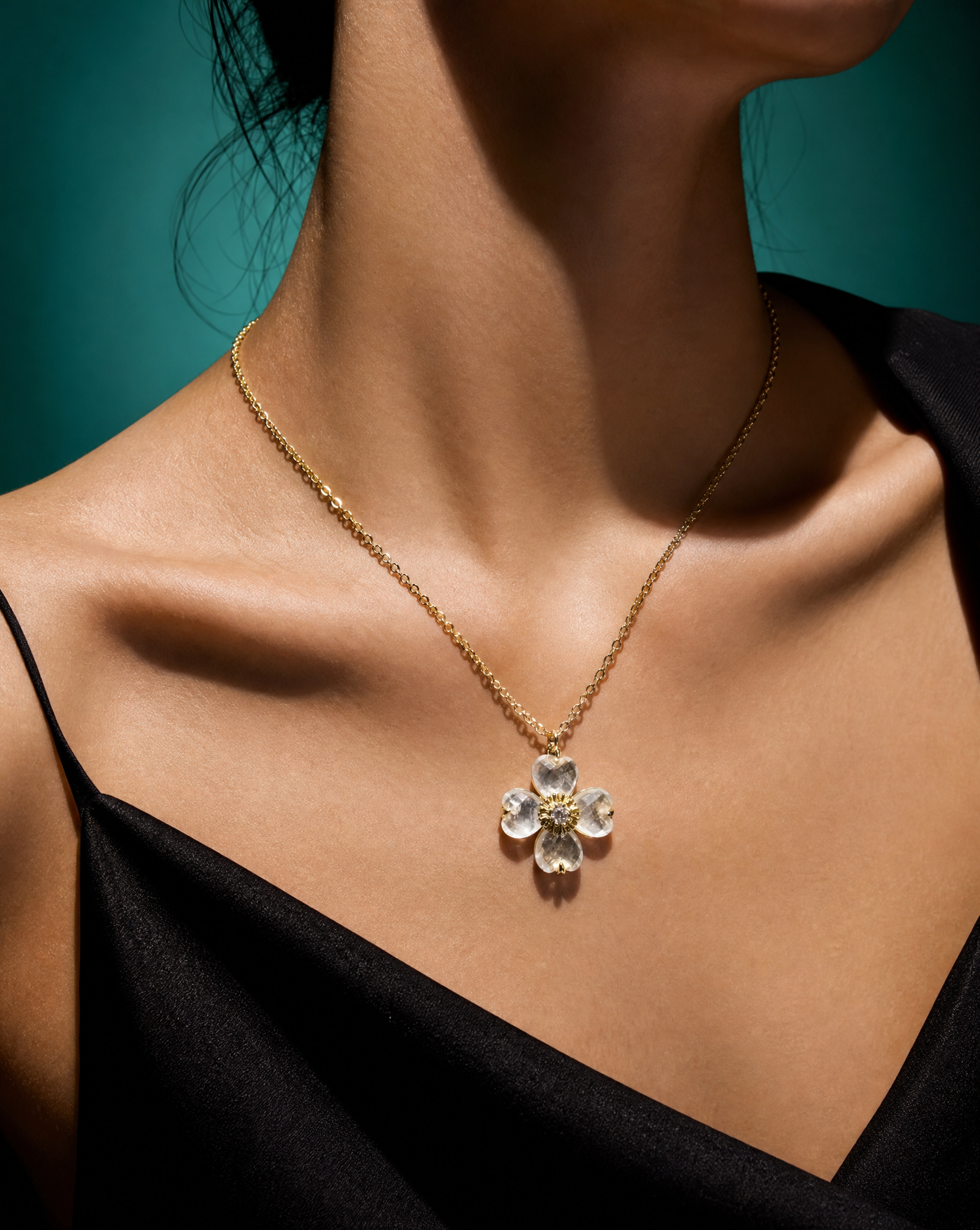 Natural Stone Clover Necklace | Birthstone Jewelry