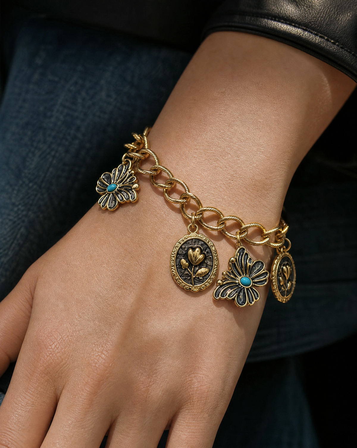 Butterfly and Flower Charm Bracelet