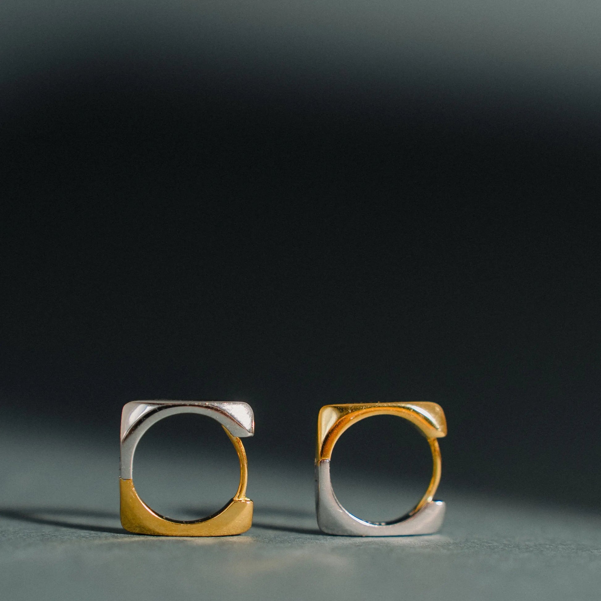 Minimalist Link Earrings, Geometric Hoop Earrings, Square 925 Silver Earrings