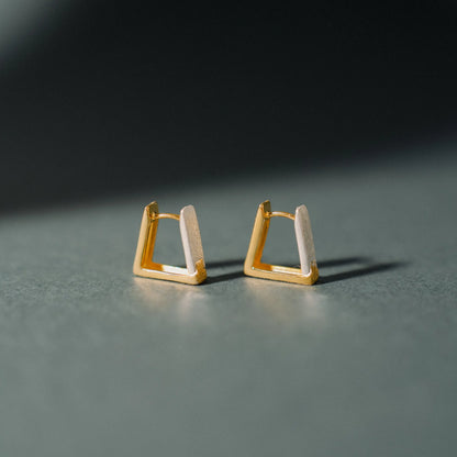 Geometric Hoop Earrings, Triangle Earrings, 925 Silver Earrings