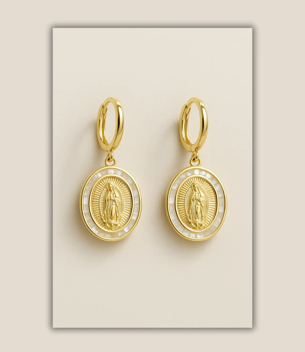 Gold Catholic Medal Earrings – Faith and Elegance PHOEBE'S 
