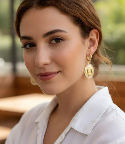 Gold Catholic Medal Earrings – Faith and Elegance PHOEBE'S 