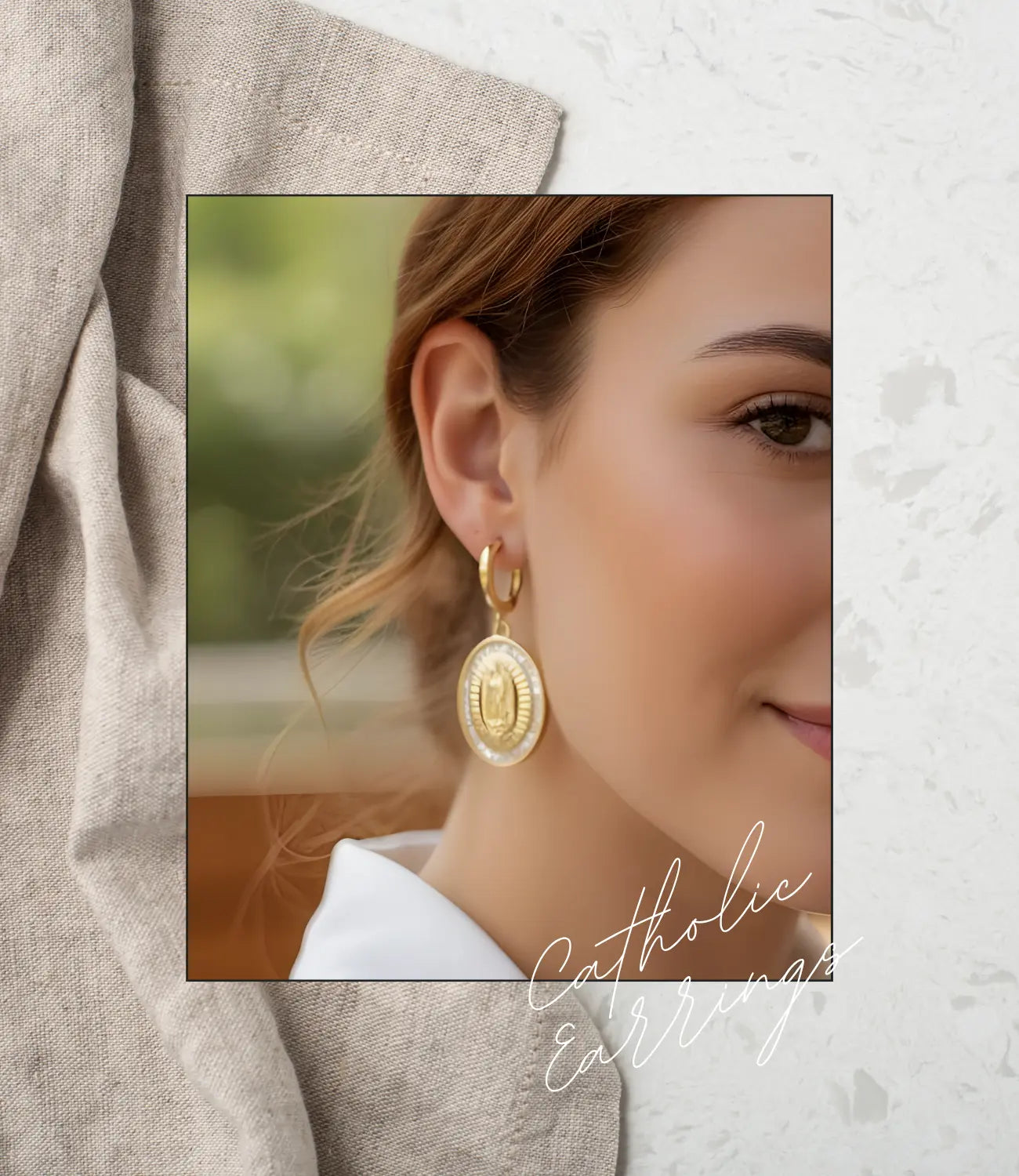 Gold Catholic Medal Earrings – Faith and Elegance PHOEBE'S 