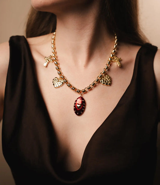 Gold Charms and Red Enamel Necklace | PHOEBE’S PHOEBE'S 