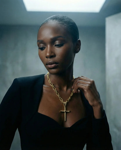 Gold Cross Necklace — Iconic Chain with Matching Bracelet Option PHOEBE'S 