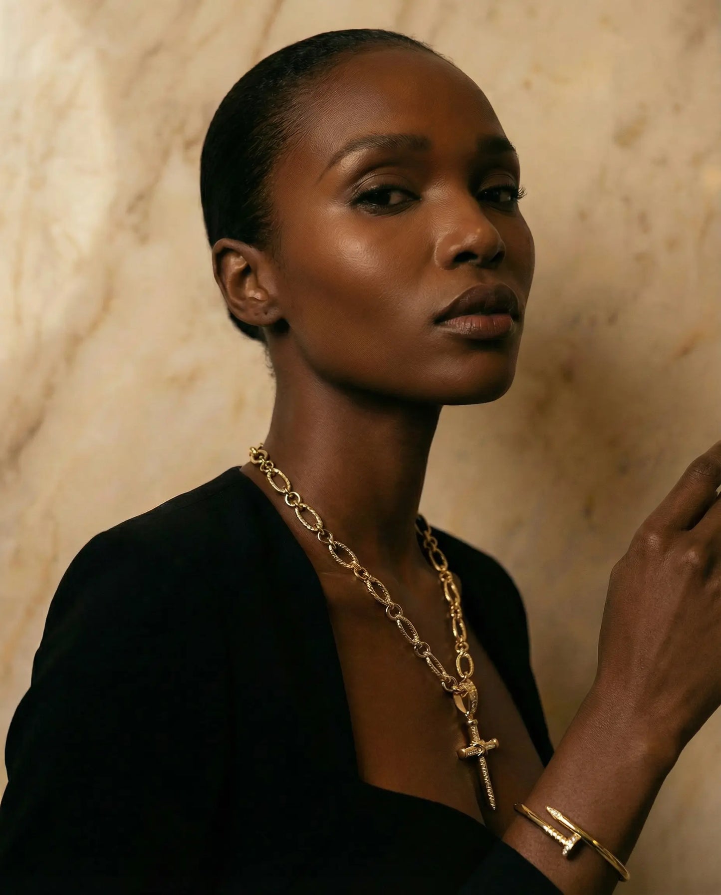 Gold Cross Necklace — Iconic Chain with Matching Bracelet Option PHOEBE'S 