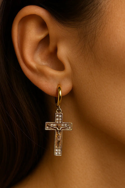 Gold Crucifix Earrings – Faith and Elegance in Every Detail PHOEBE'S 