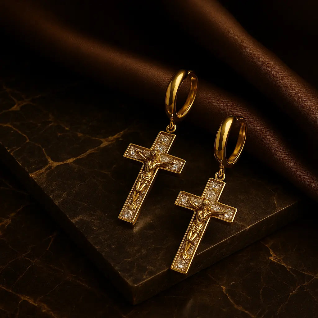 Gold Crucifix Earrings – Faith and Elegance in Every Detail PHOEBE'S 