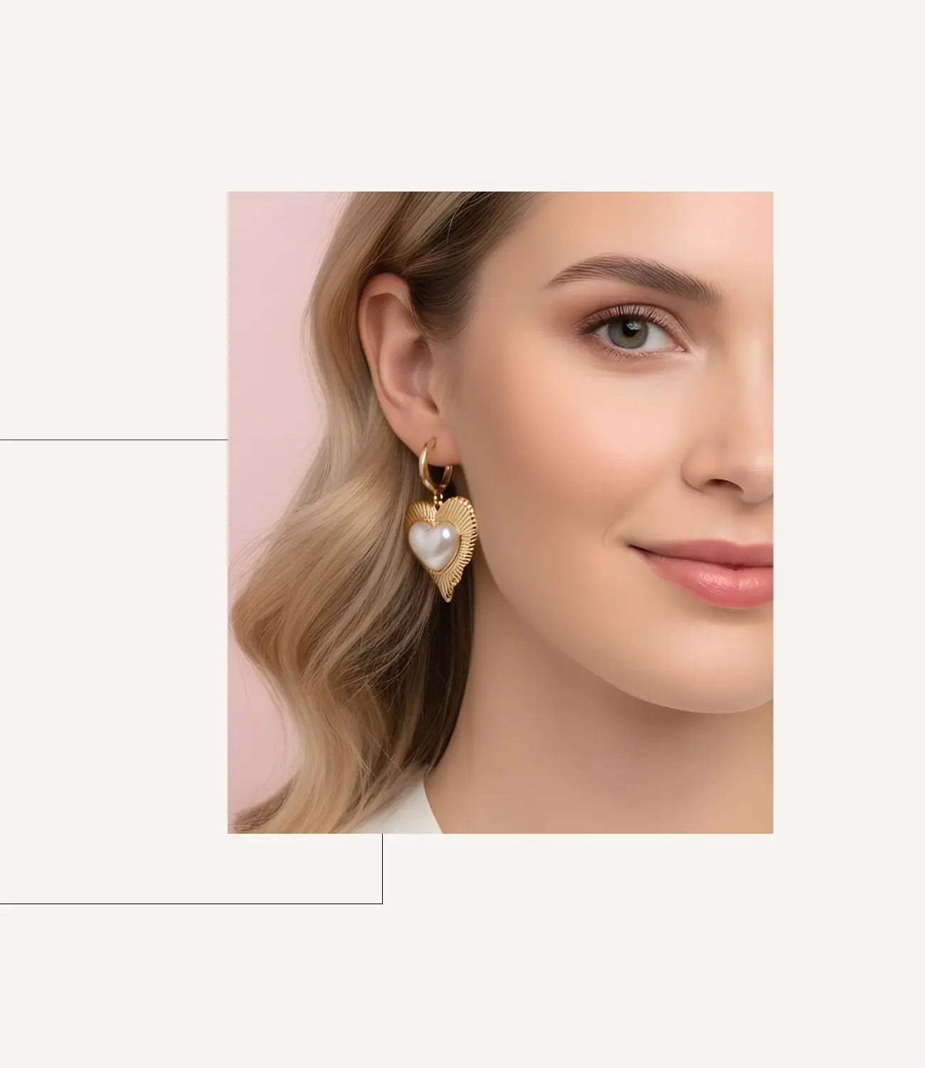 Gold Heart Earrings with Mother-of-Pearl – Eternal Love PHOEBE'S 