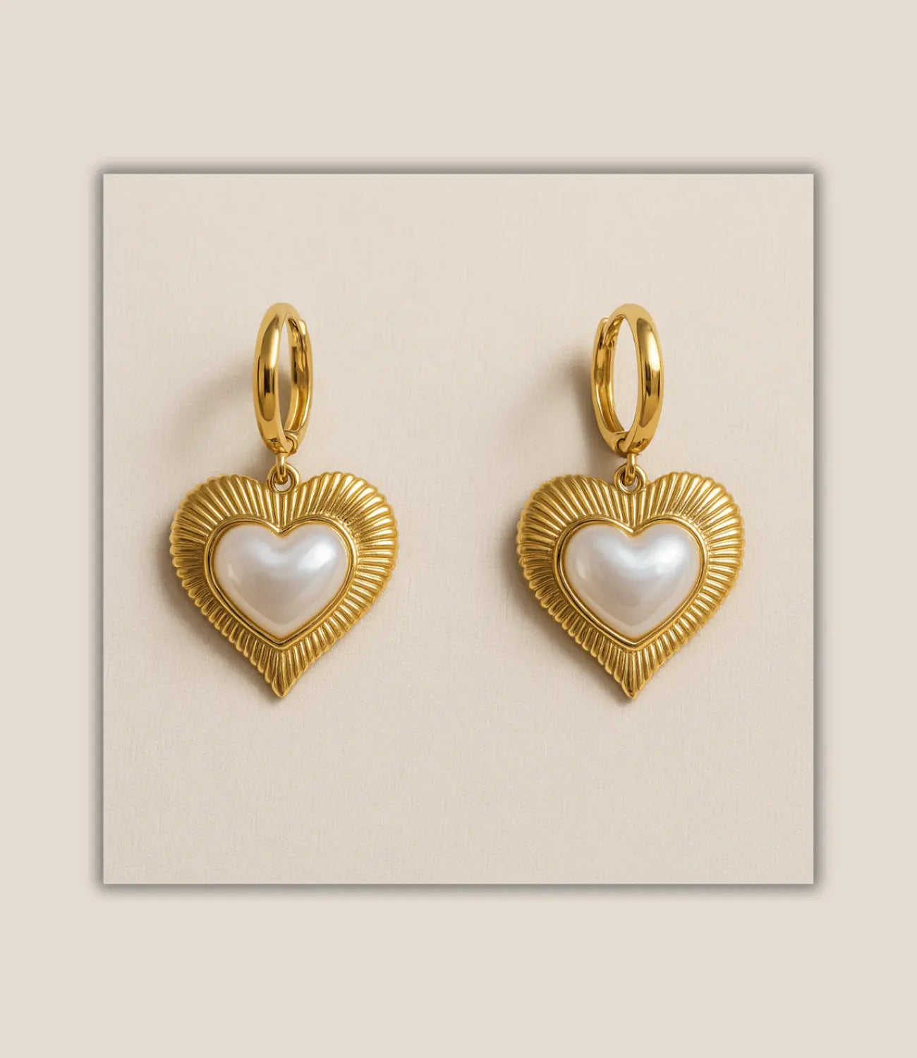 Gold Heart Earrings with Mother-of-Pearl – Eternal Love PHOEBE'S 