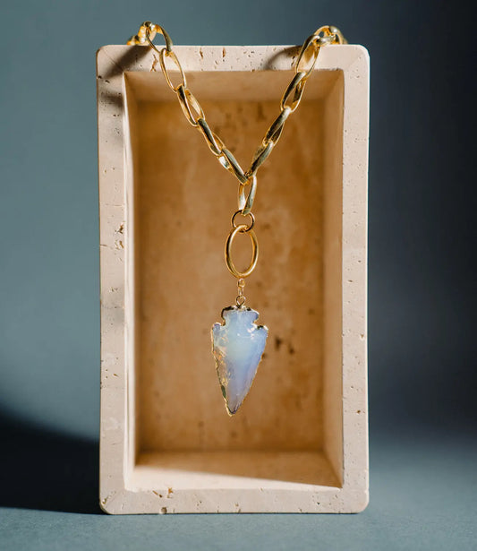 Gold Link Choker with Moonstone Arrowhead Pendant PHOEBE'S 