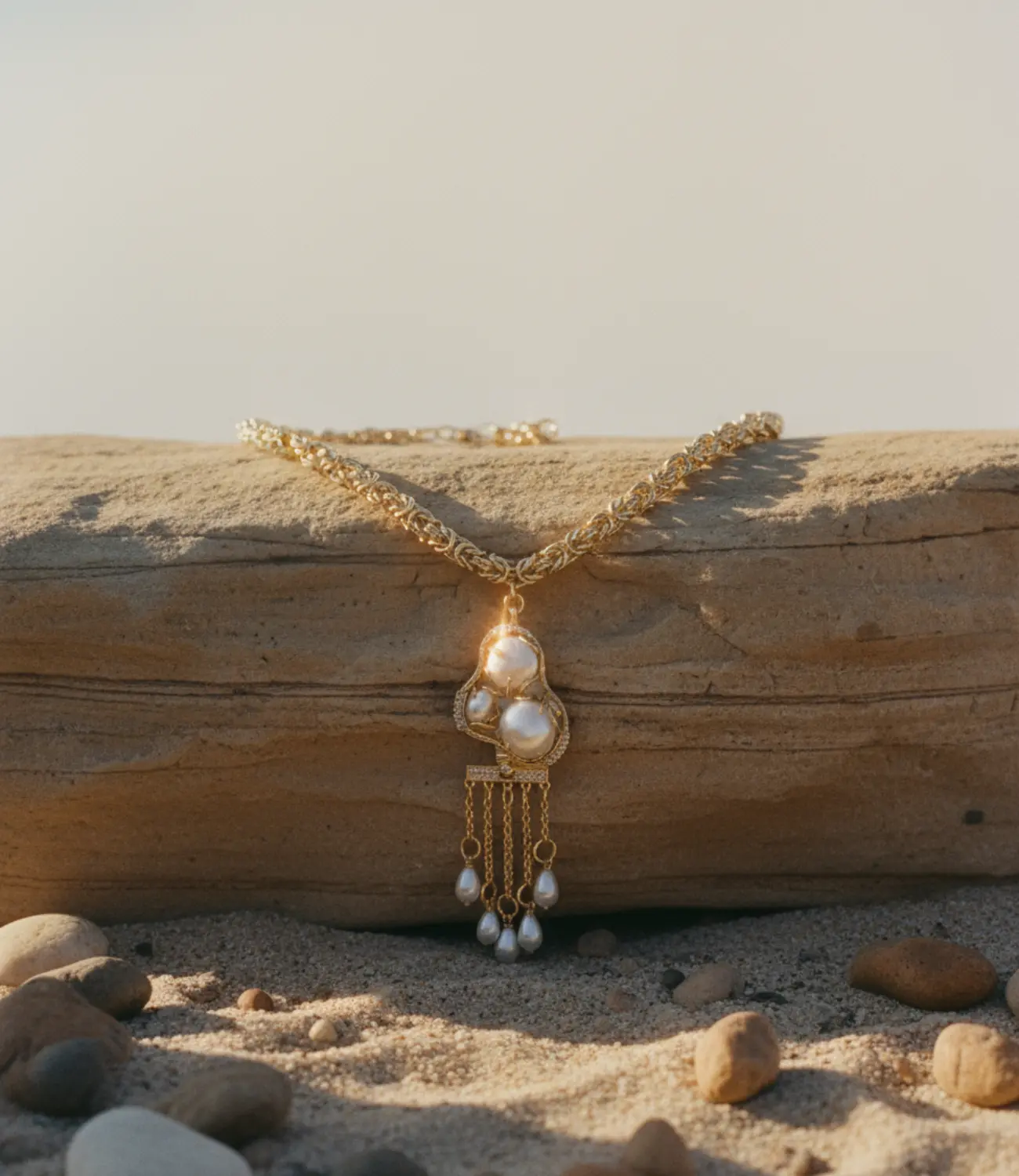 Gold Necklace with Baroque Pearls – Classic Elegance in 18K Gold PHOEBE'S 