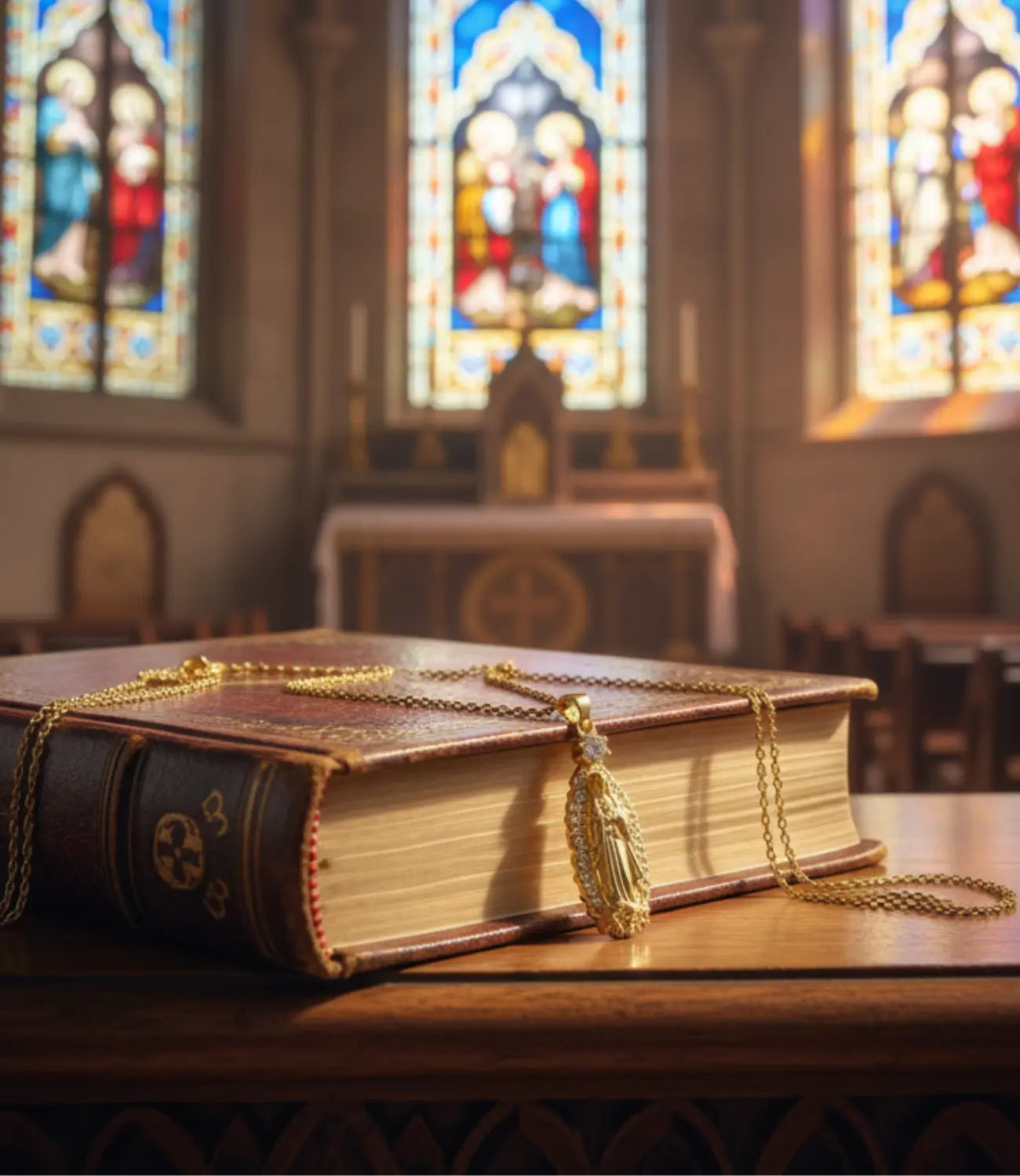 Gold-Plated Catholic Virgin Mary Necklace | Elegant Religious Jewelry PHOEBE'S 