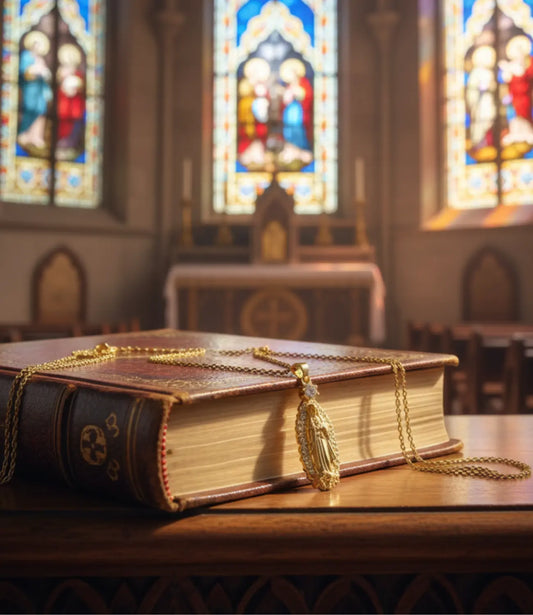 Gold-Plated Catholic Virgin Mary Necklace | Elegant Religious Jewelry PHOEBE'S 