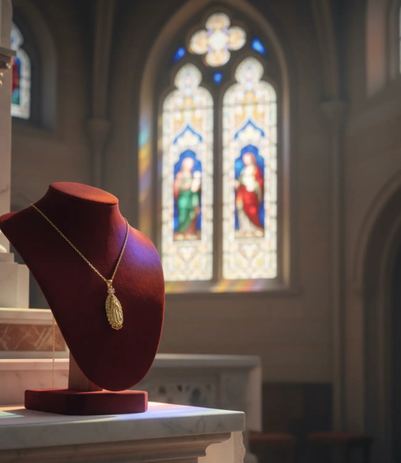 Gold-Plated Catholic Virgin Mary Necklace | Elegant Religious Jewelry PHOEBE'S 