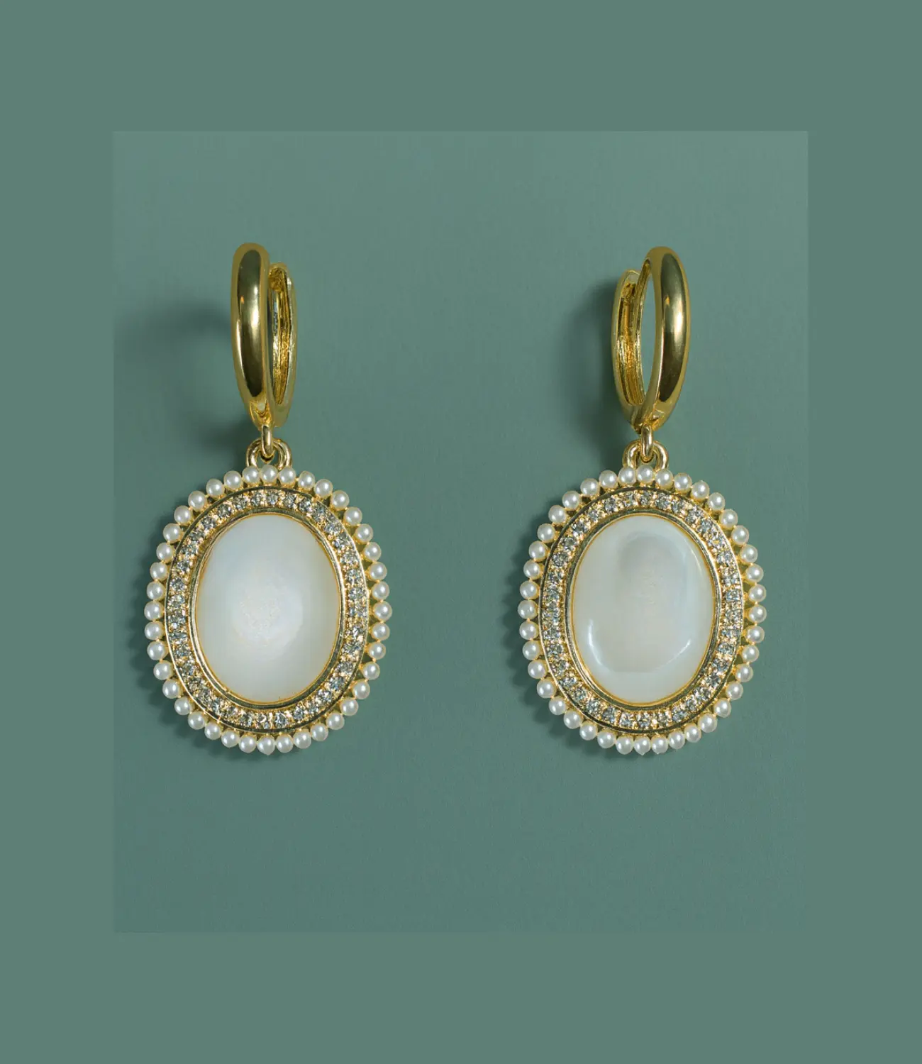 Gold-Plated Earrings with Mother-of-Pearl PHOEBE'S 