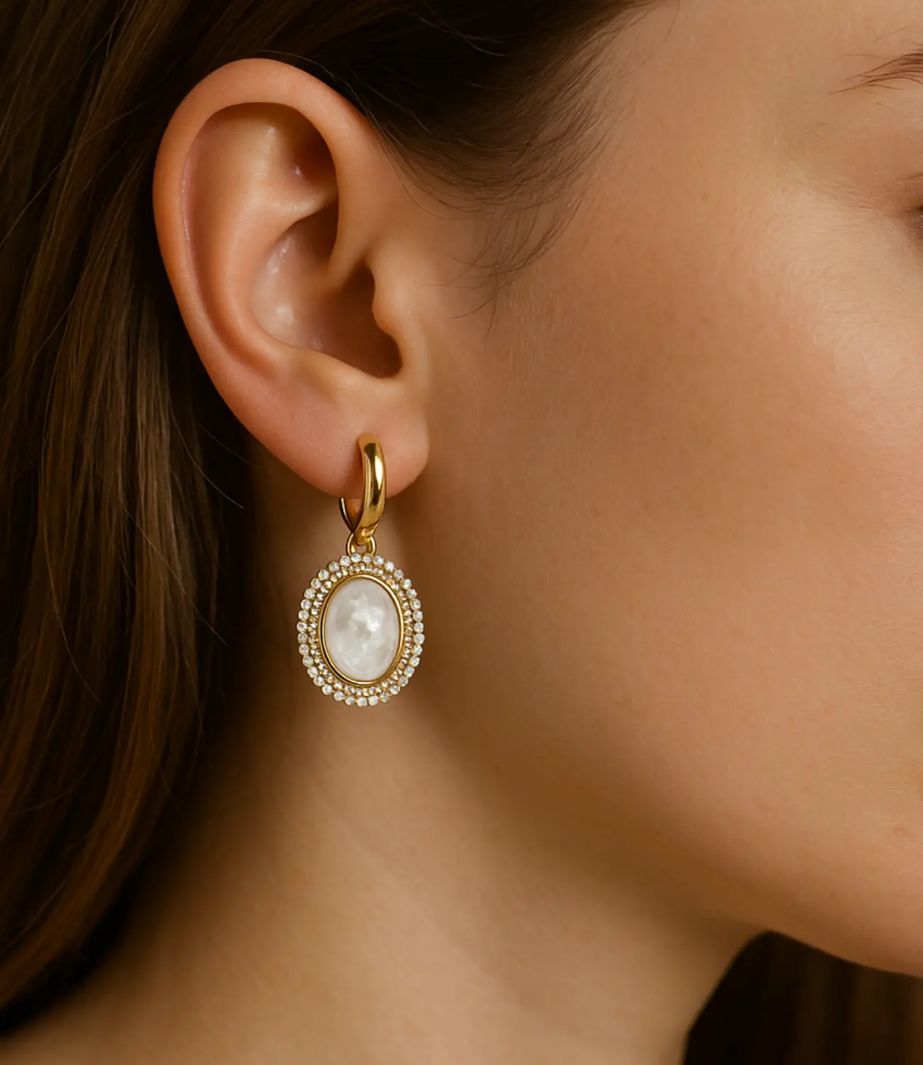 Gold-Plated Earrings with Mother-of-Pearl PHOEBE'S 
