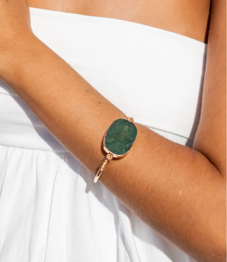 Gold-Plated Green Moss Agate Bracelet PHOEBE'S 