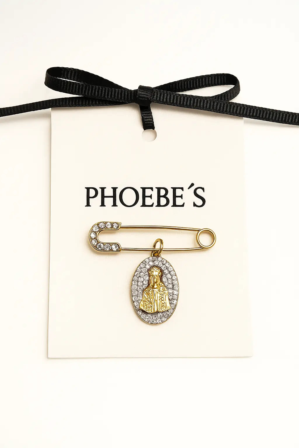 Gold-Plated Virgin Mary Medal Brooch — Protection and Light PHOEBE'S 