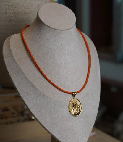 Gold Religious Pendant with Colored Cord – Classic Medals PHOEBE'S 