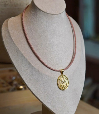 Gold Religious Pendant with Colored Cord – Classic Medals PHOEBE'S 