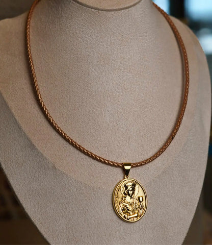 Gold Religious Pendant with Colored Cord – Classic Medals PHOEBE'S 