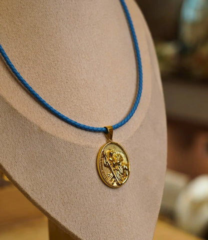 Gold Religious Pendant with Colored Cord – Classic Medals PHOEBE'S 
