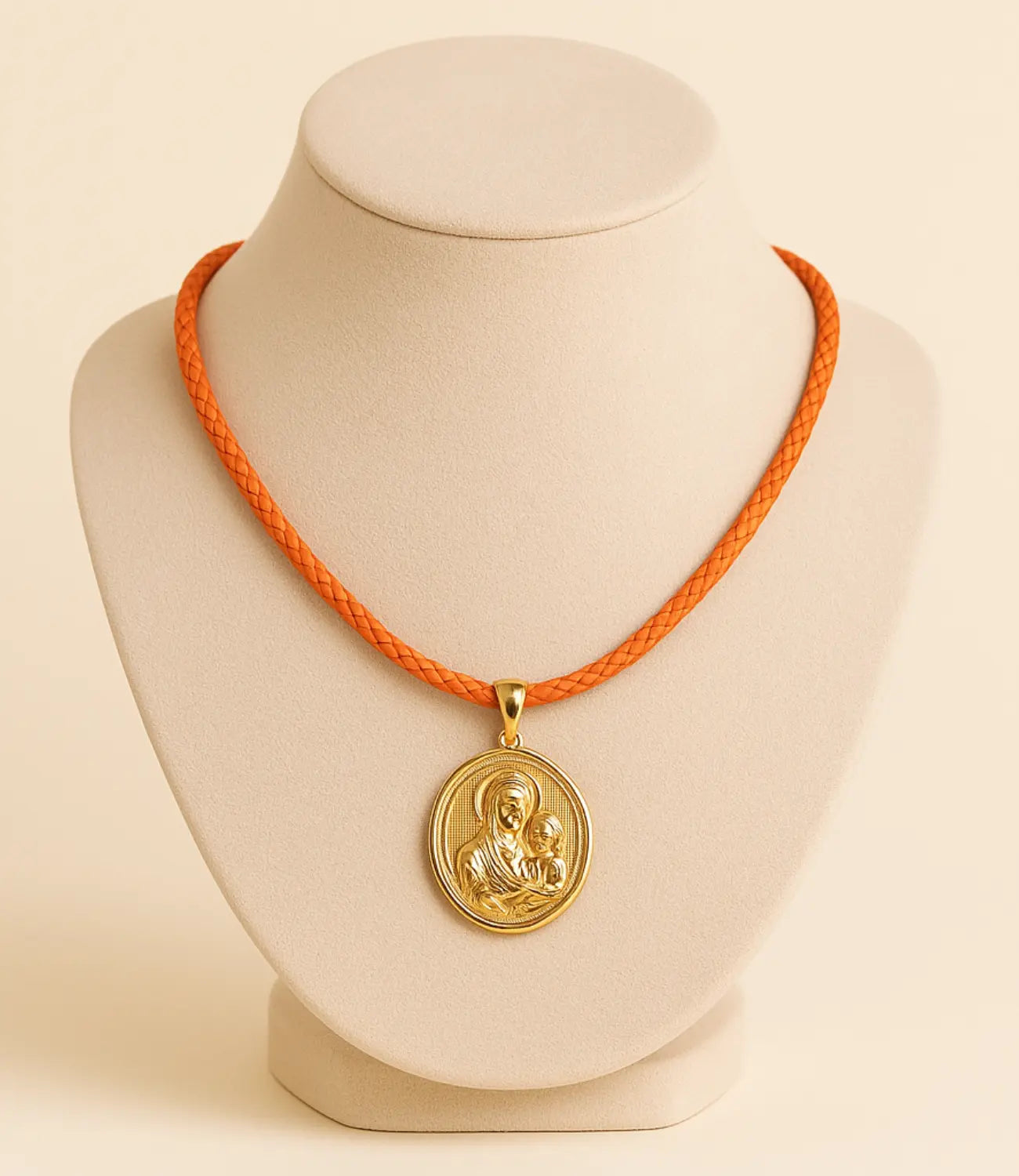 Gold Religious Pendant with Colored Cord – Classic Medals PHOEBE'S 