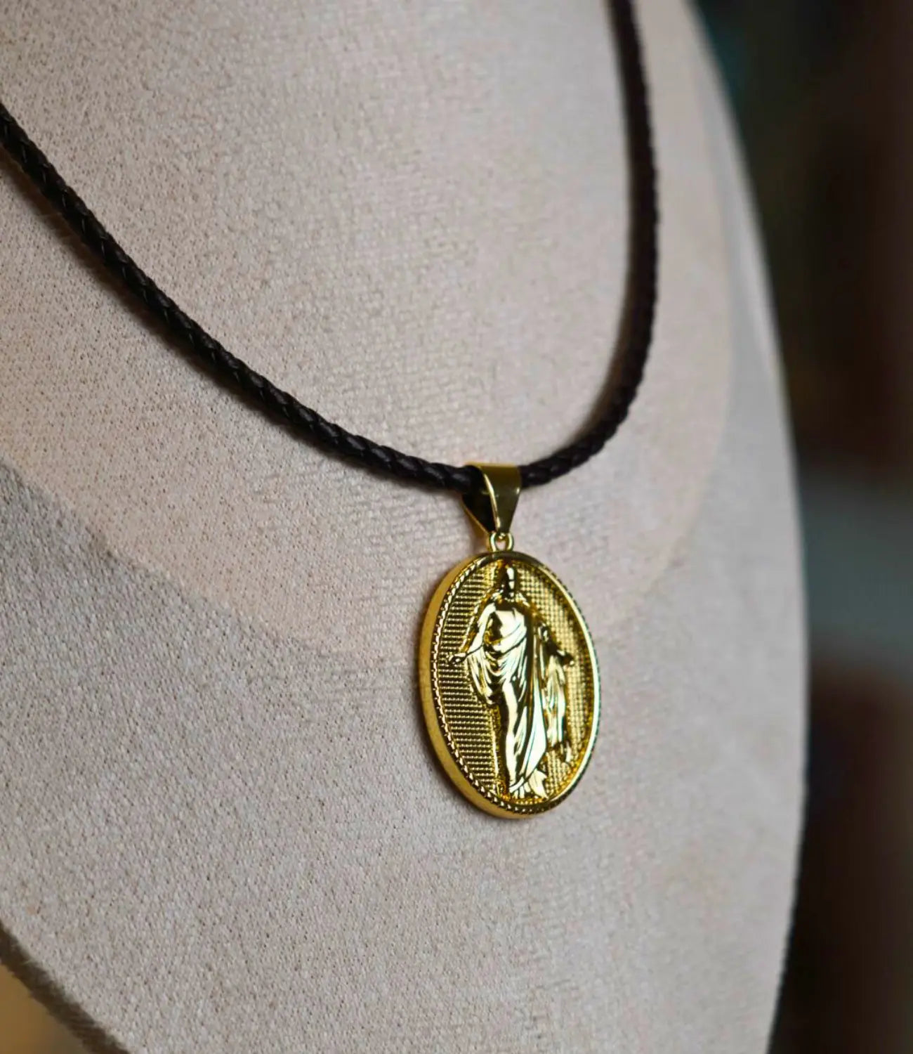 Gold Religious Pendant with Colored Cord – Classic Medals PHOEBE'S 