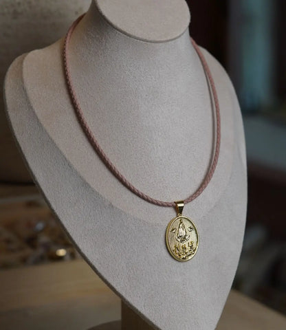 Gold Religious Pendant with Colored Cord – Classic Medals PHOEBE'S 