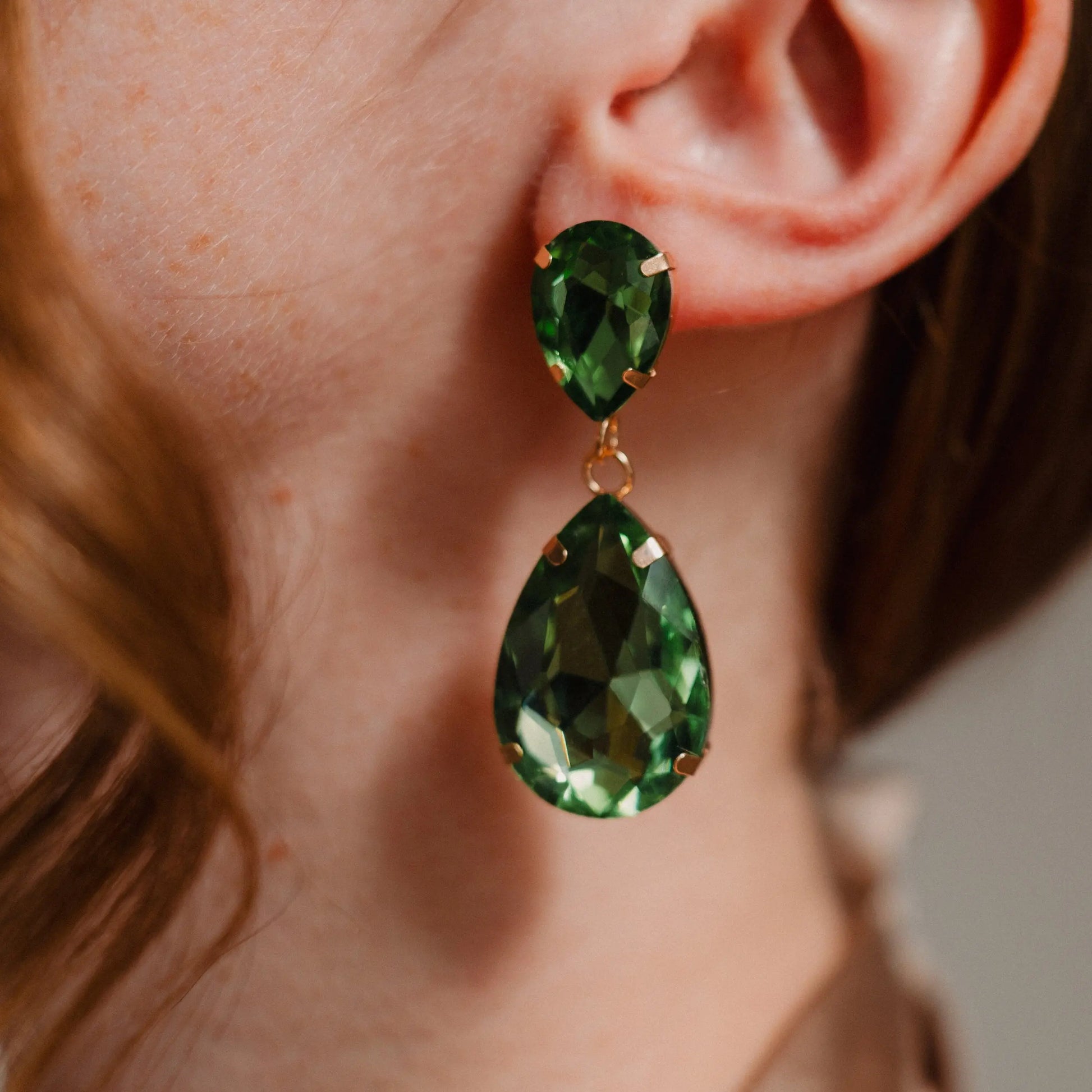 Green CZ Diamond Earrings