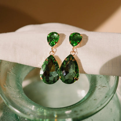 Green CZ Diamond Earrings