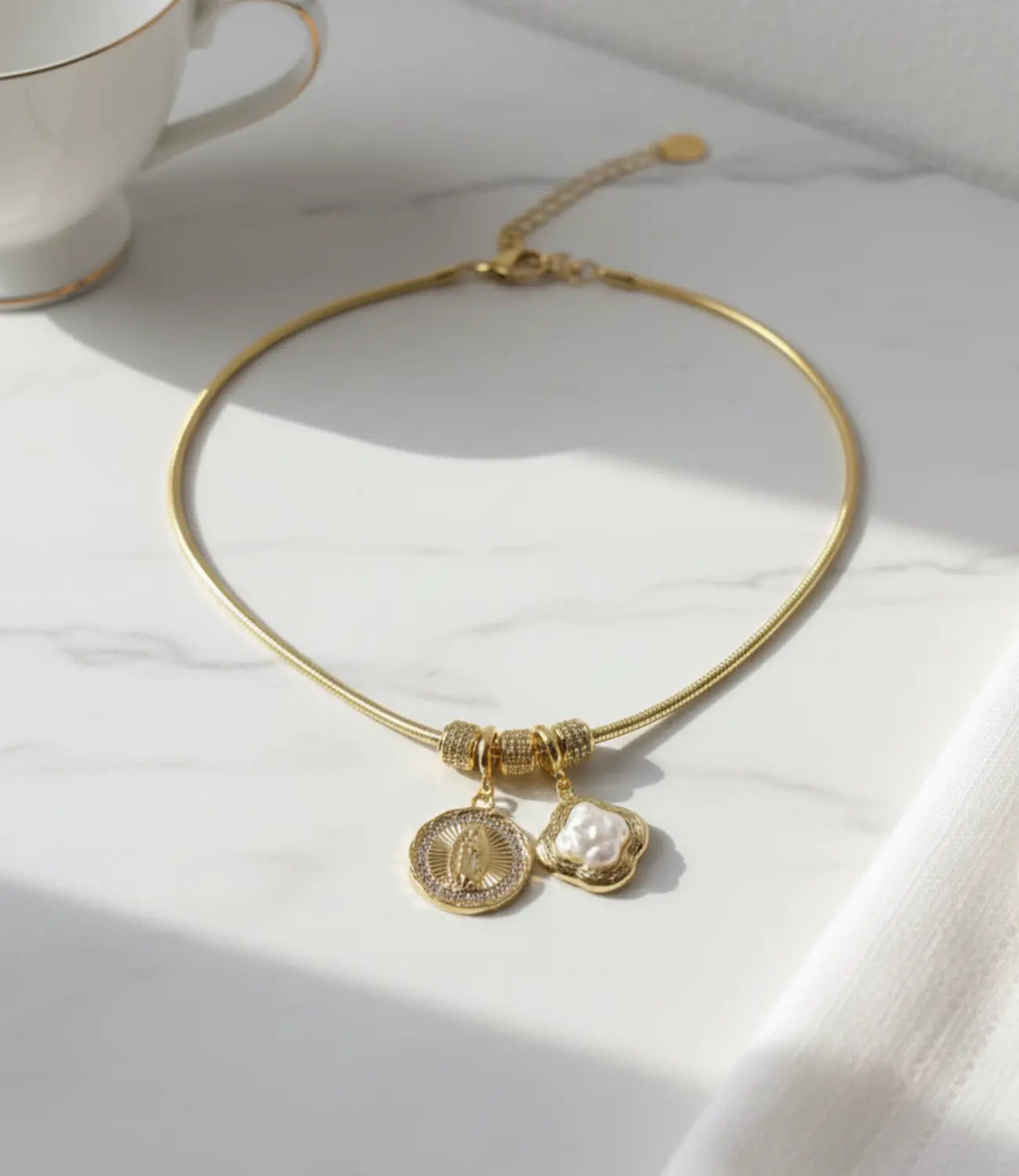 Guadalupe &amp; Baroque Pearl Pendant Necklace – 18K Gold-Plated PHOEBE'S 